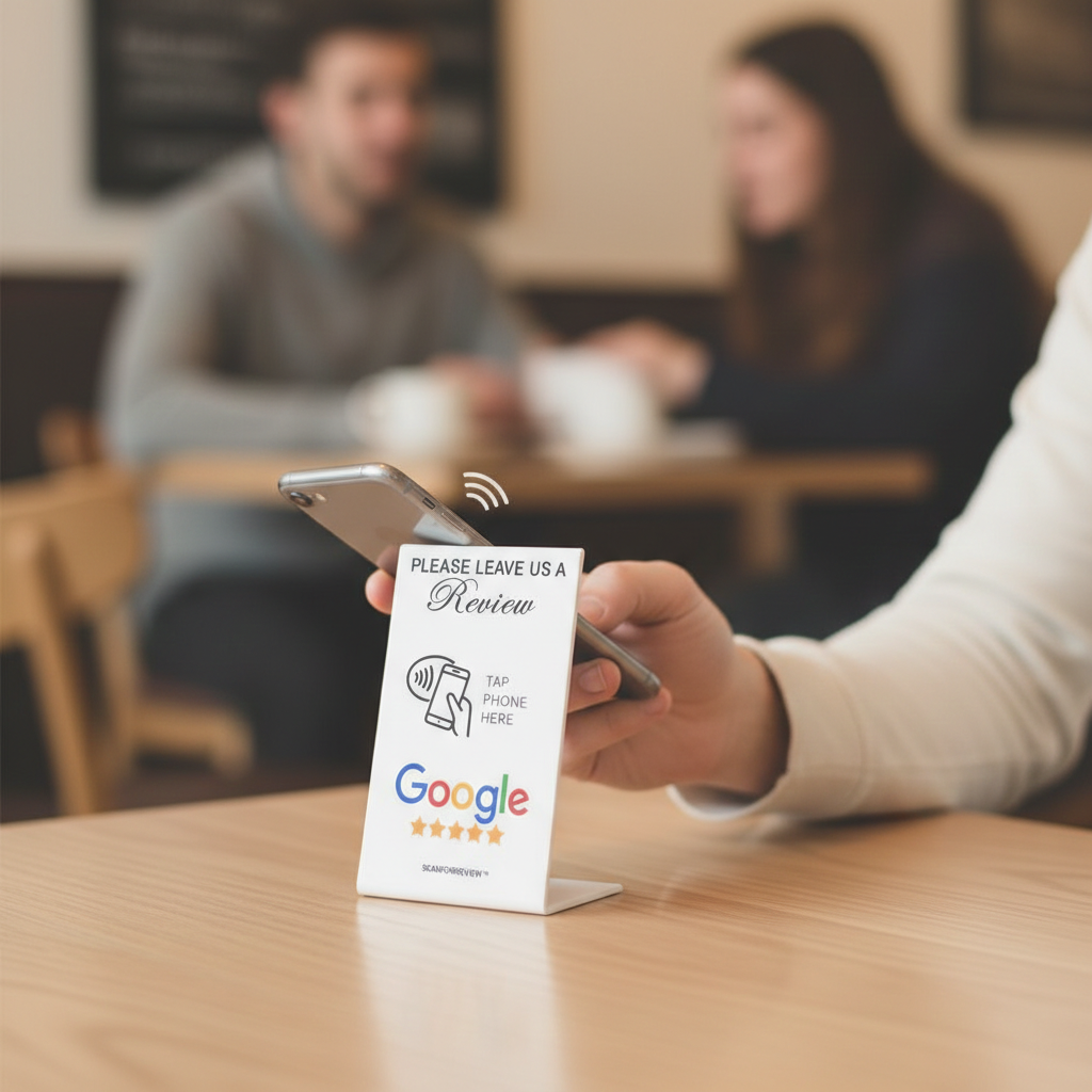 White NFC Google Review Stand - Image 7