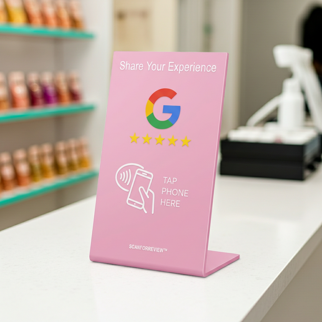 Pink NFC Google Review Stand - Image 8