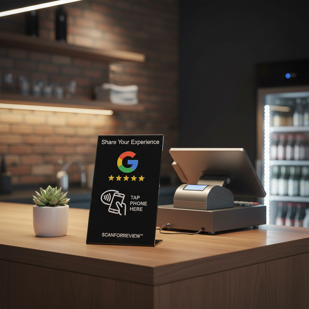 Black NFC Google Review Stand Tap to Leave a Review | ScanForReview - Image 3