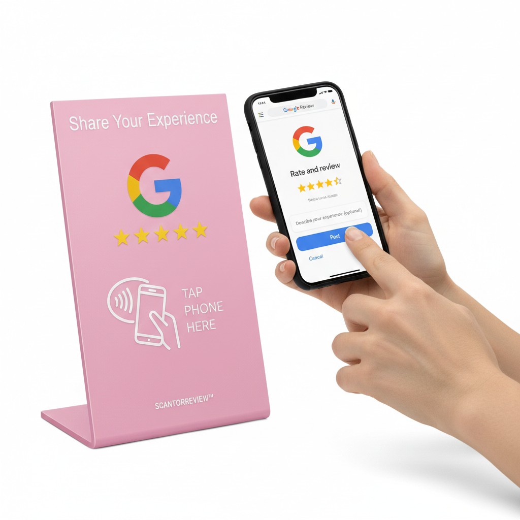 Pink NFC Google Review Stand - Image 9