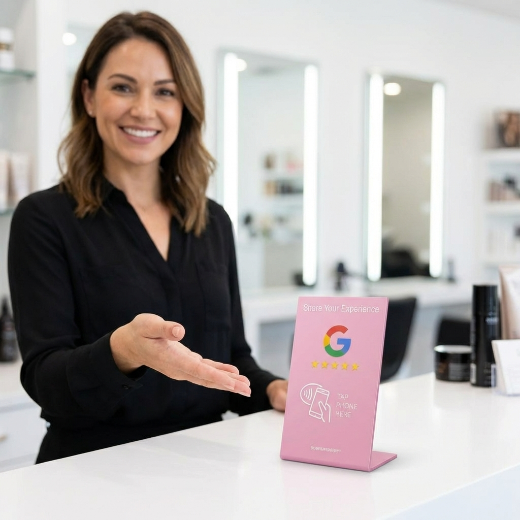 Pink NFC Google Review Stand - Image 10
