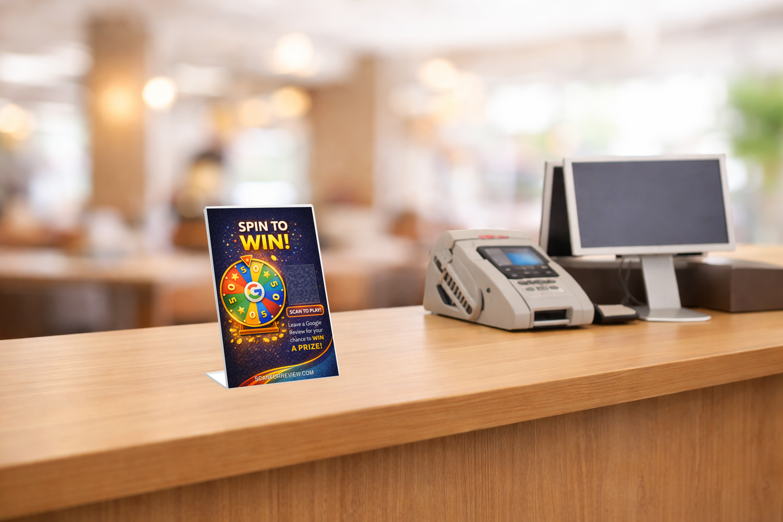 Google Review QR Code Sign on Office Desk