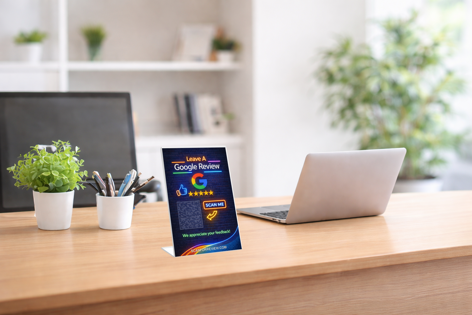 Google Review Stand on Tabletop