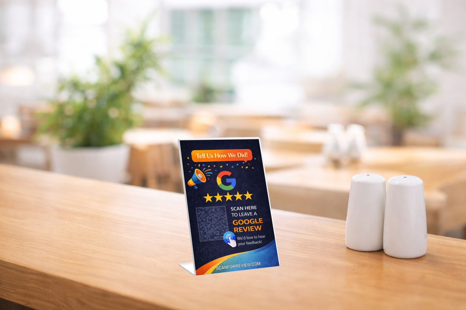 Google Review Stand on Reception Counter