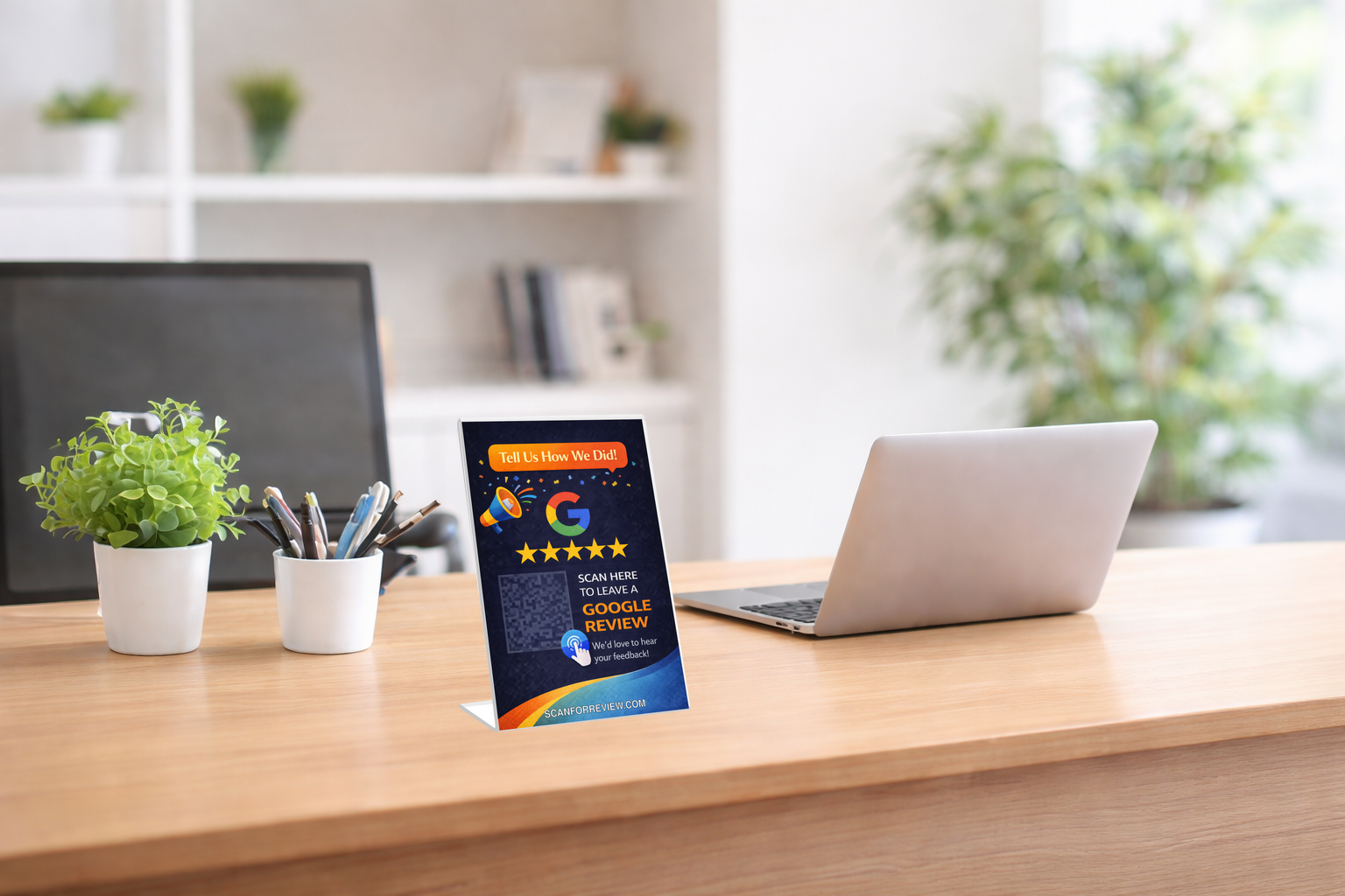 Google Review Stand on Tabletop