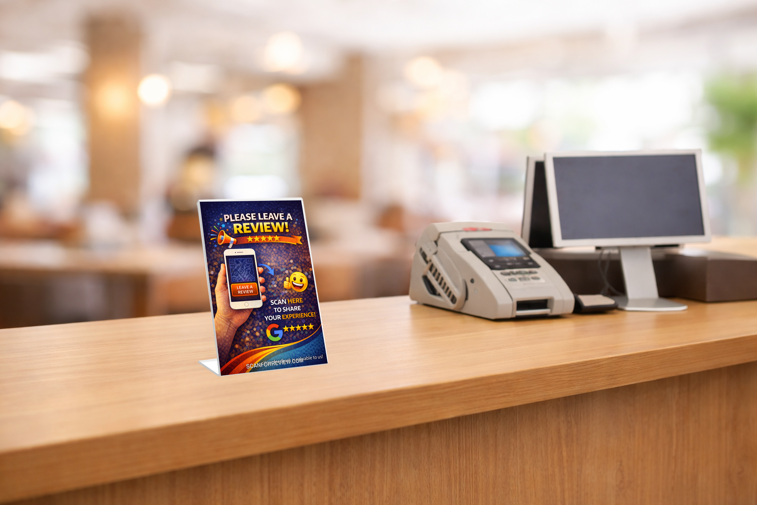 Google Review Sign on Office Desk