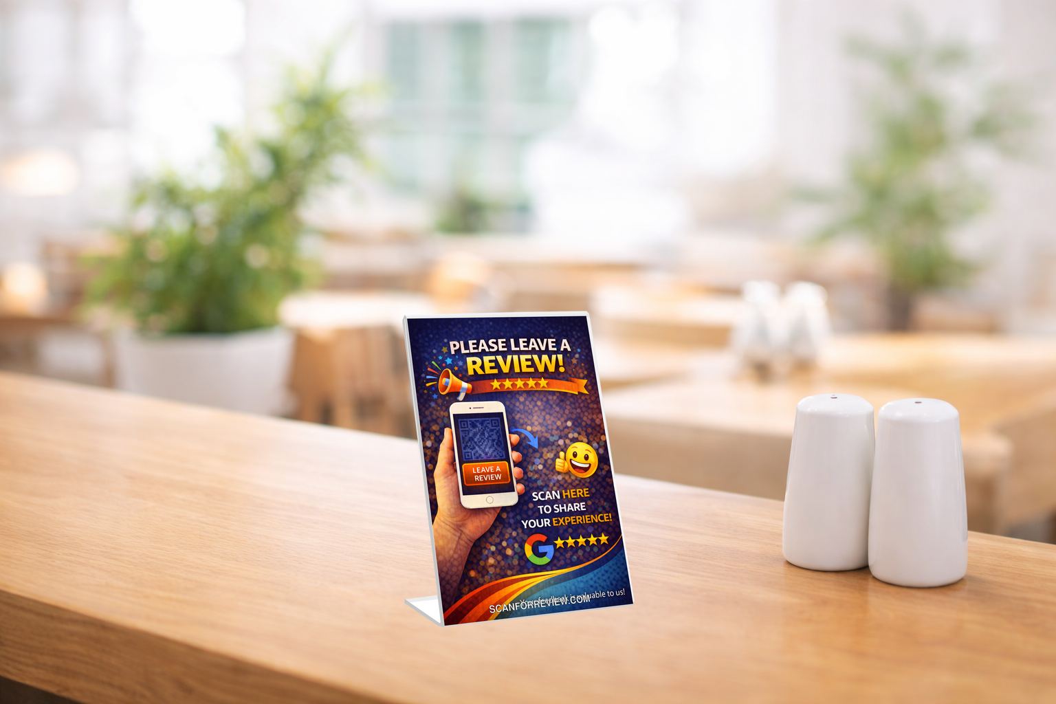 Google Review Sign on Reception Counter