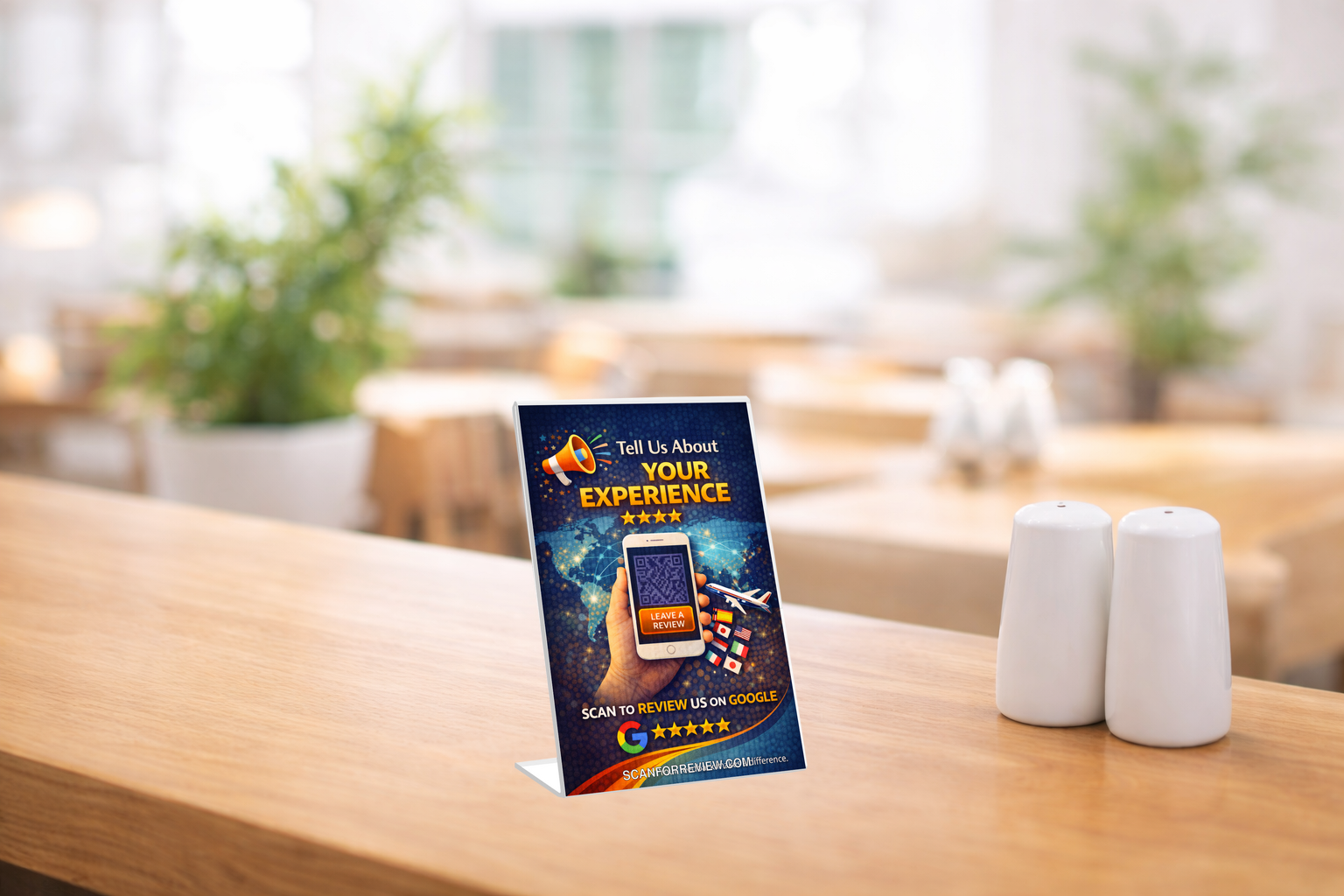 Google Review Sign on Reception Counter