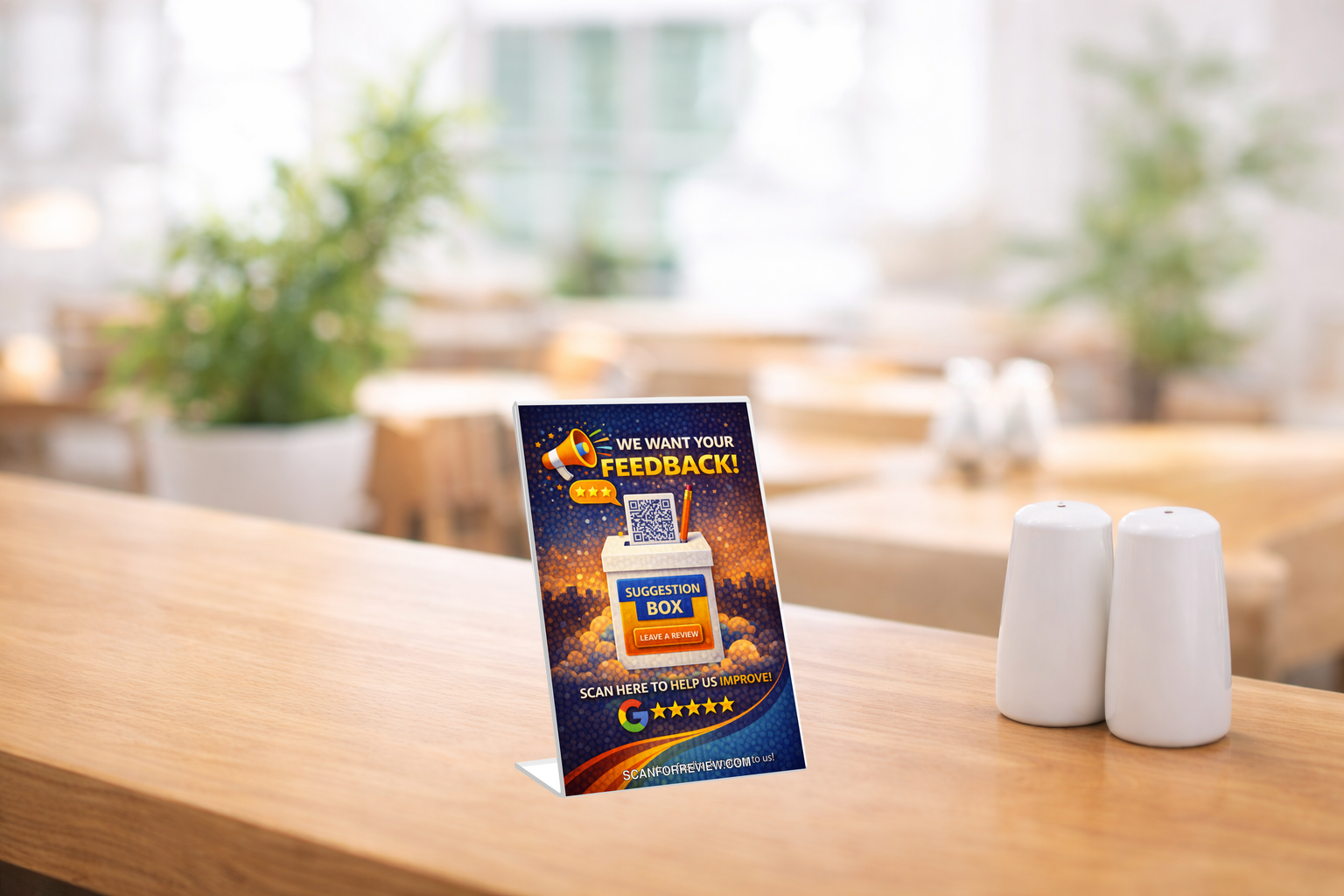 Google Review Sign on Reception Counter