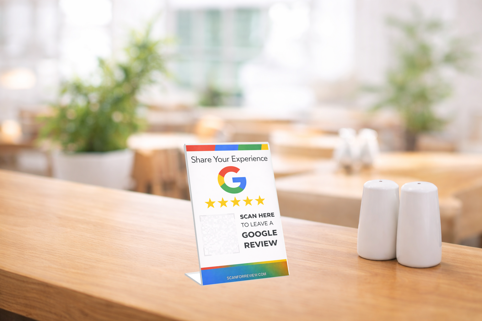Google Review QR Code Stand on Reception Counter
