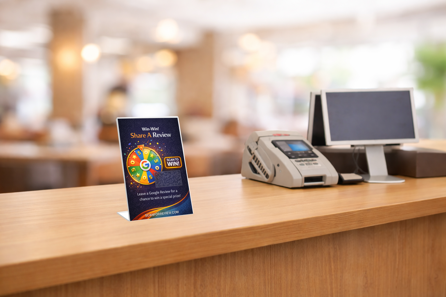 Google Review QR Code Sign on Office Desk