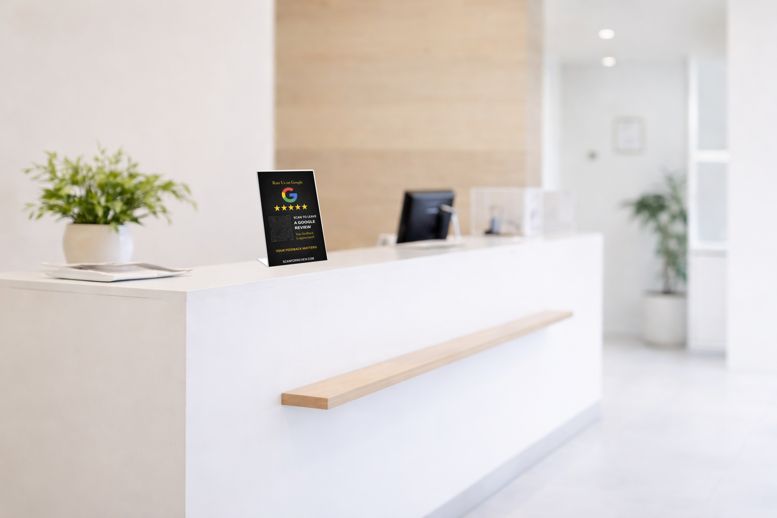 Google Review QR Code Stand on Checkout Counter