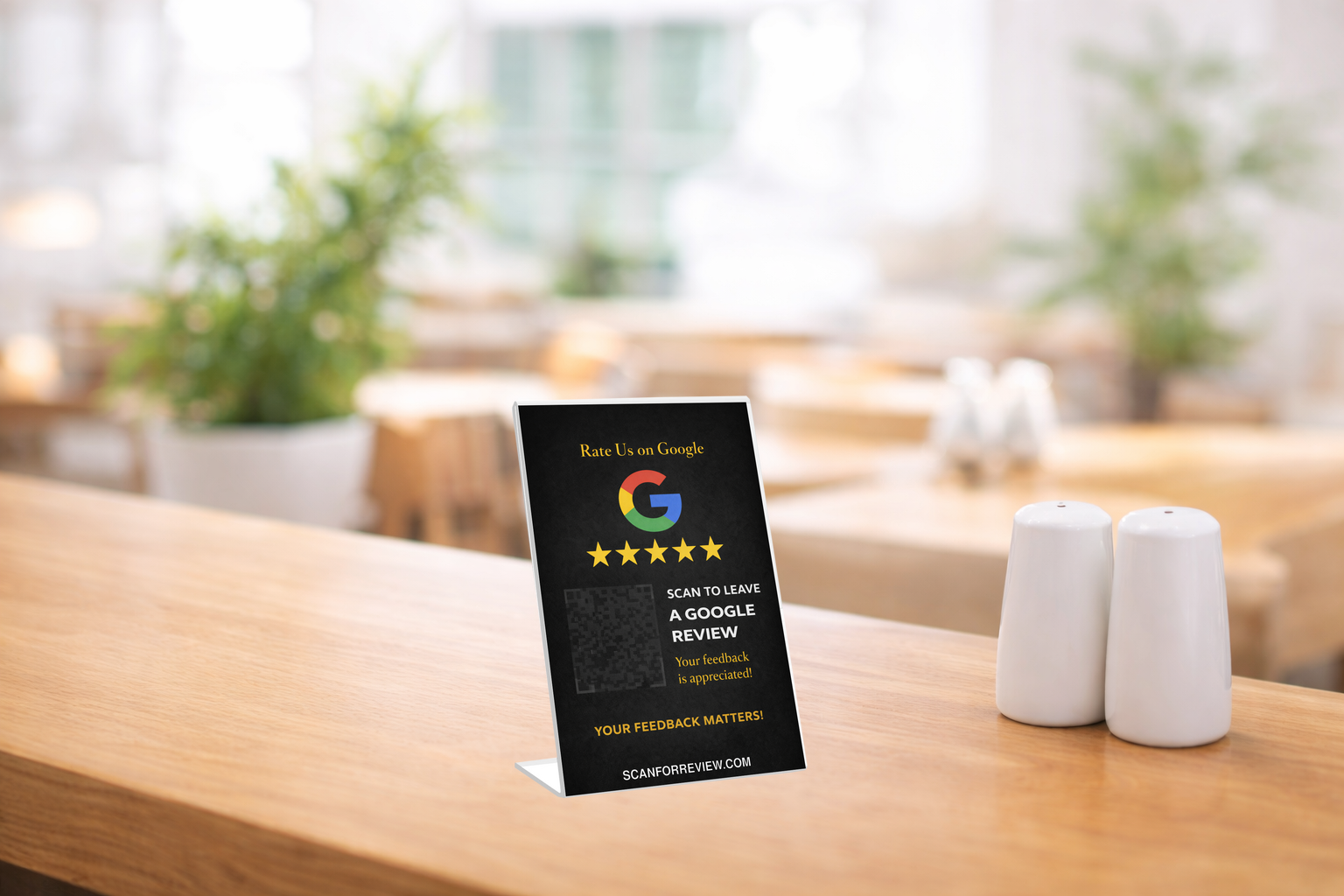 Google Review QR Code Stand on Reception Counter
