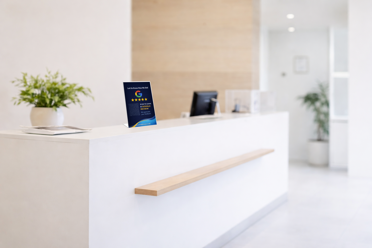 Google Review QR Code Stand on Checkout Counter