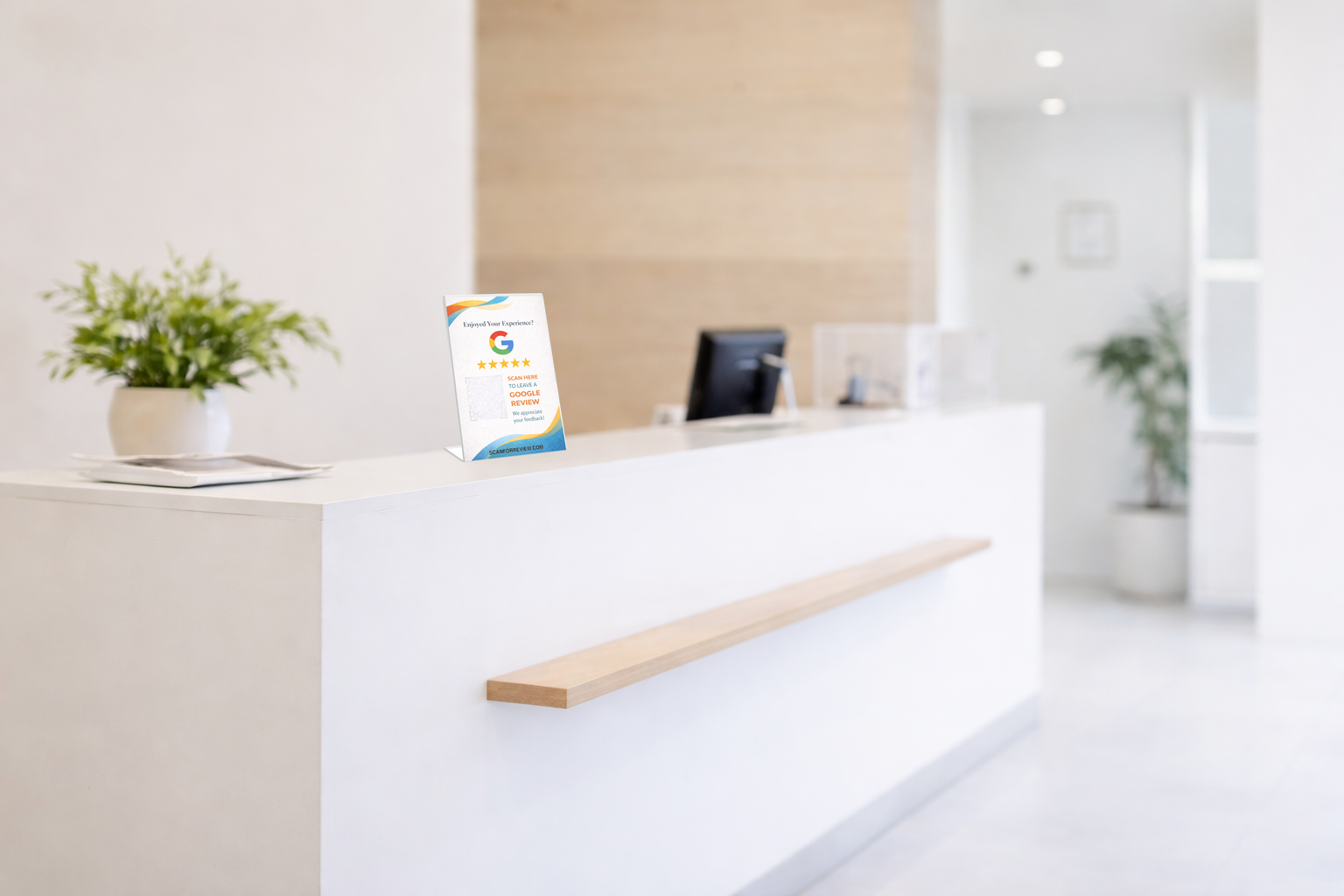 Google Review QR Code Stand on Checkout Counter