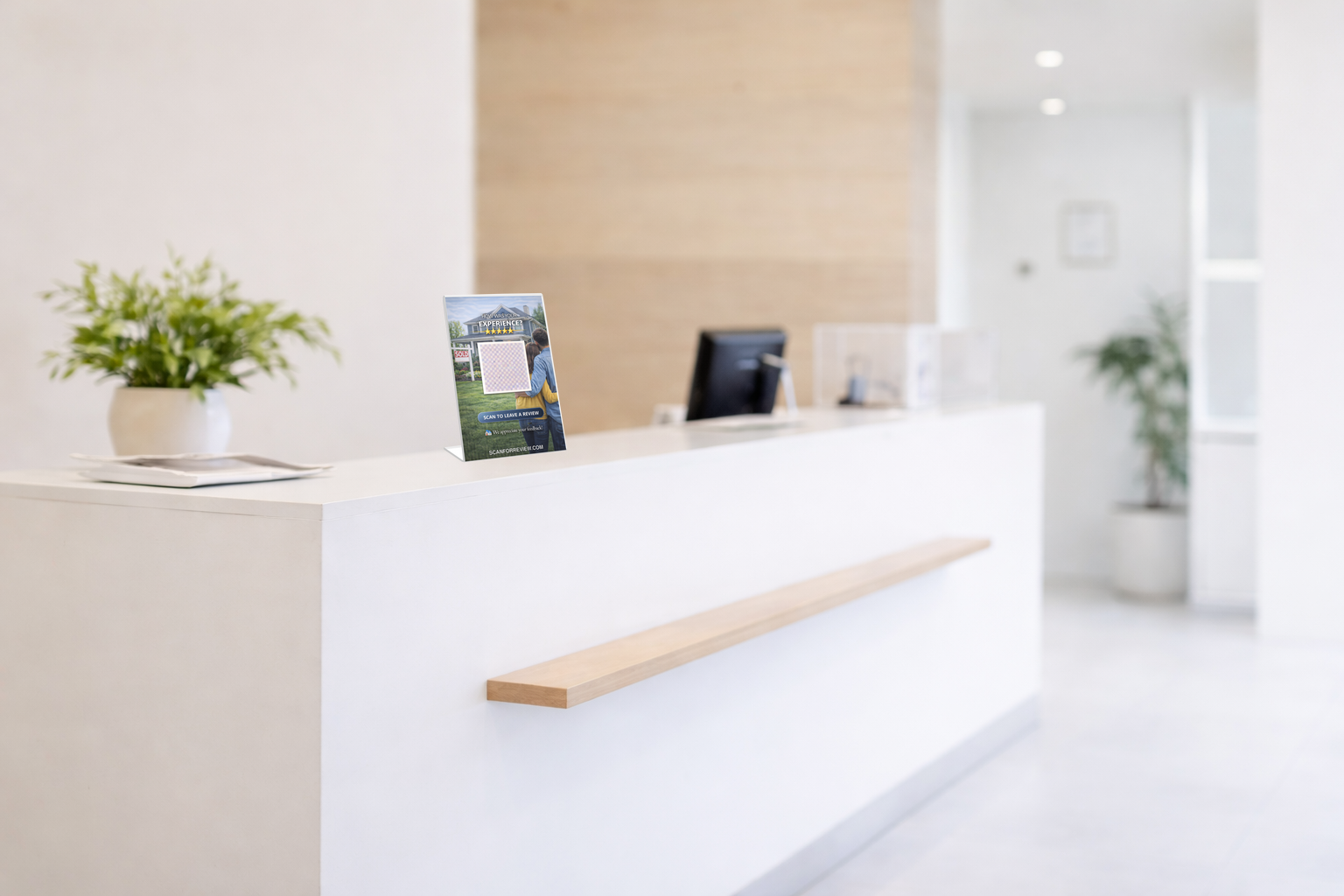 Google Review QR Code Stand on Checkout Counter