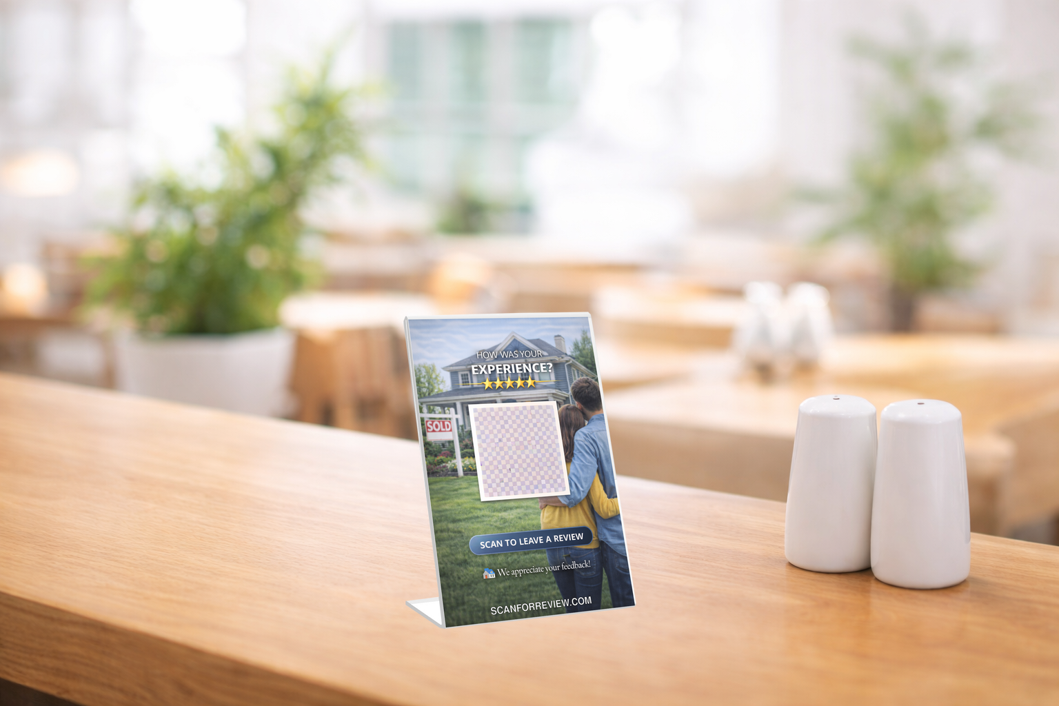 Google Review QR Code Stand on Reception Counter