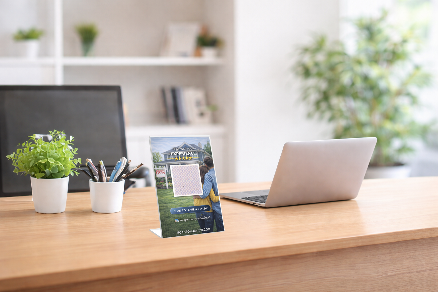 Google Review QR Code Stand on Tabletop