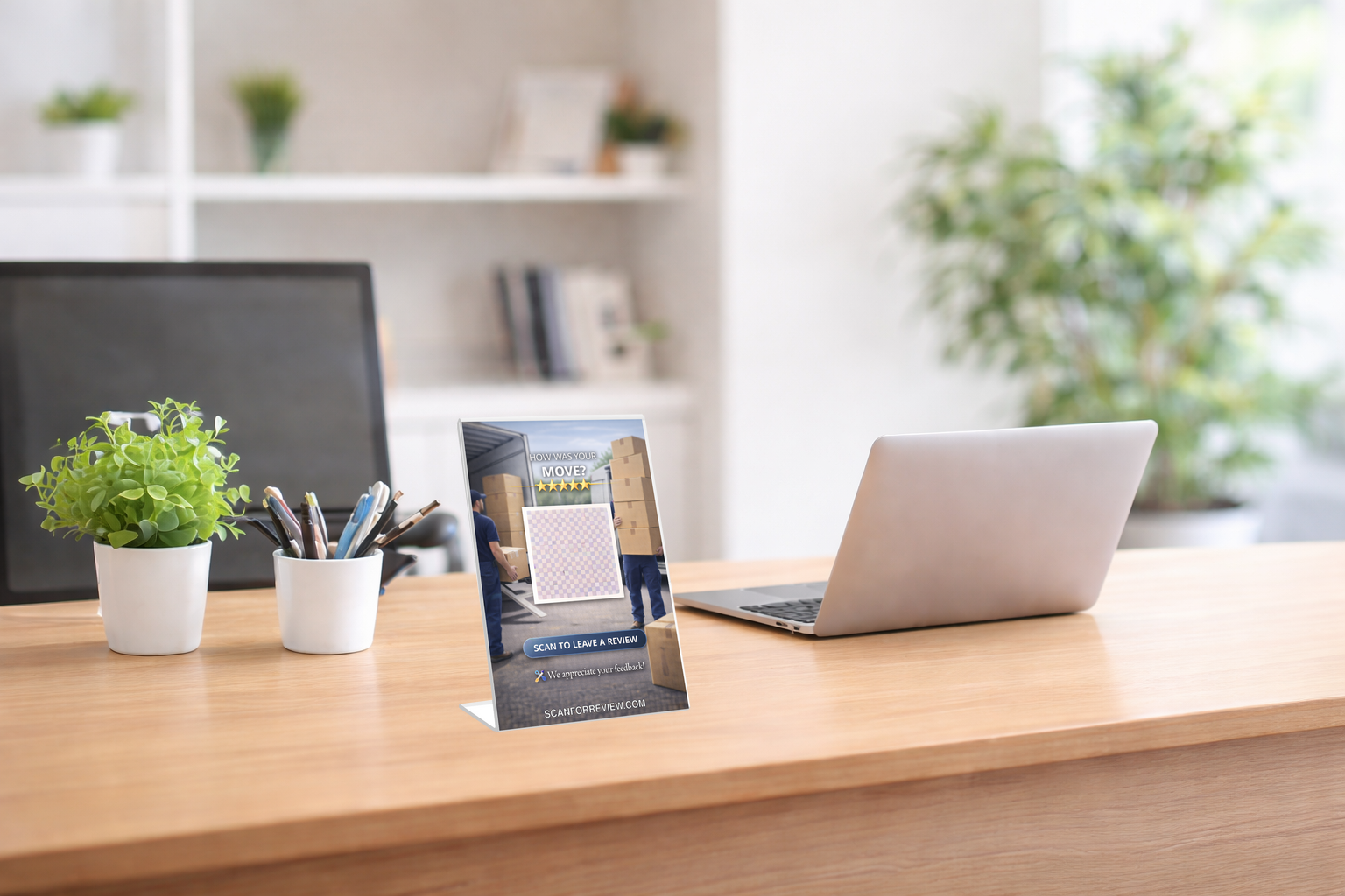 Google Review QR Code Stand on Tabletop