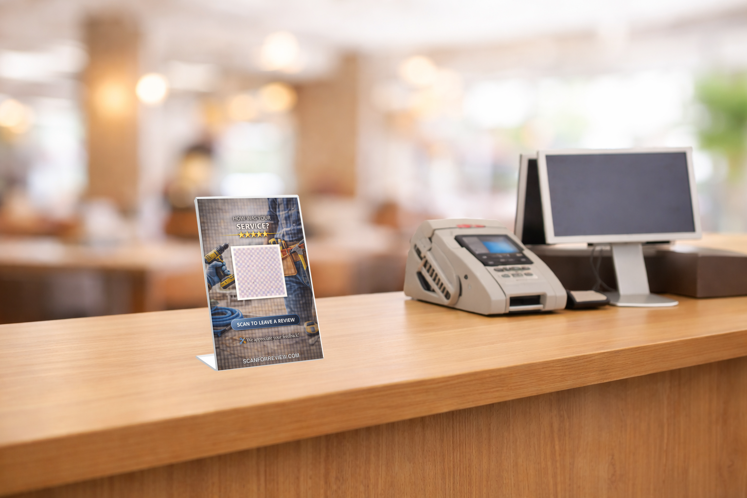 Google Review QR Code Stand for Handy on Office Desk