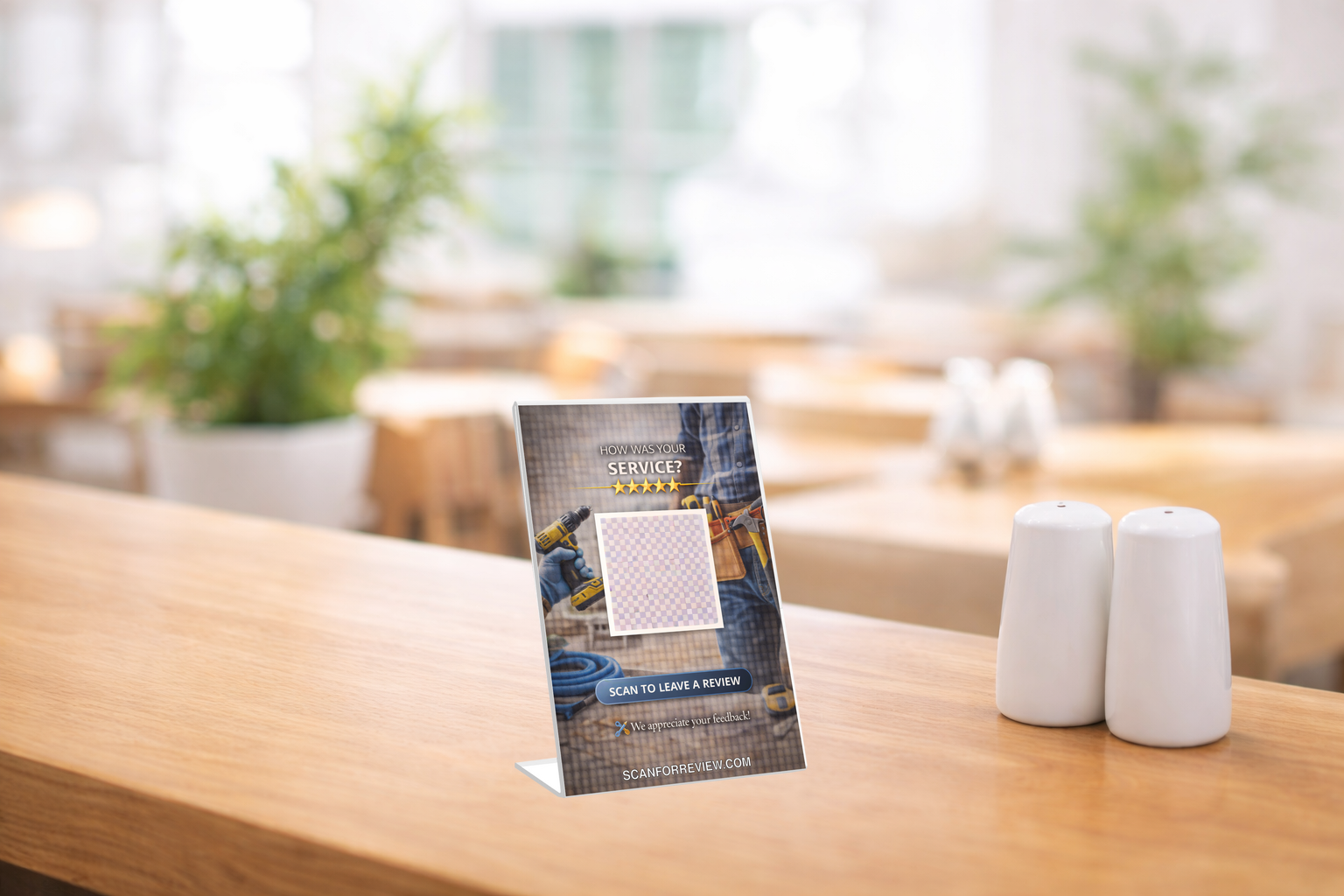 Google Review QR Code Stand for Handy on Reception Counter