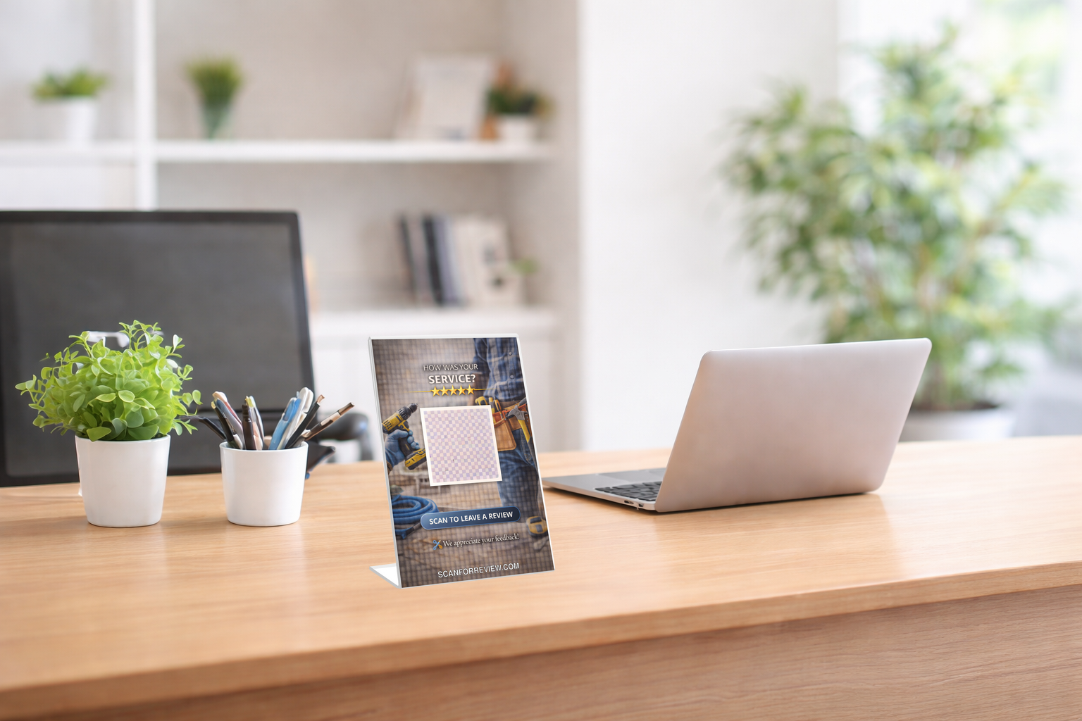 Google Review QR Code Stand for Handy on Tabletop