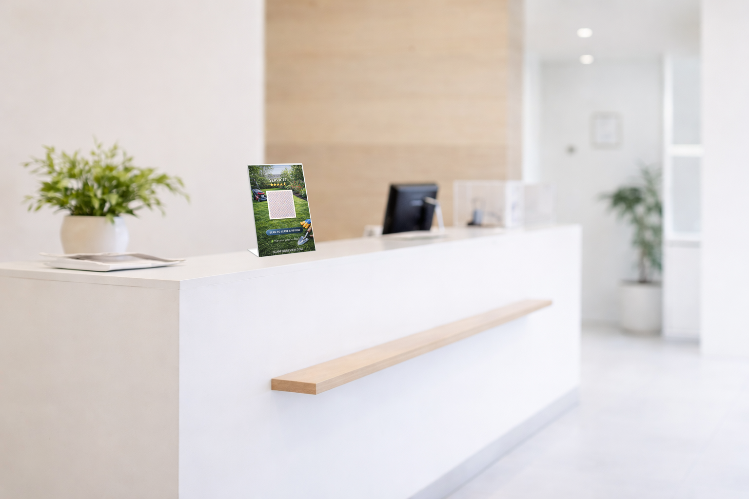 Google Review QR Code Stand for Landscaper on Checkout Counter