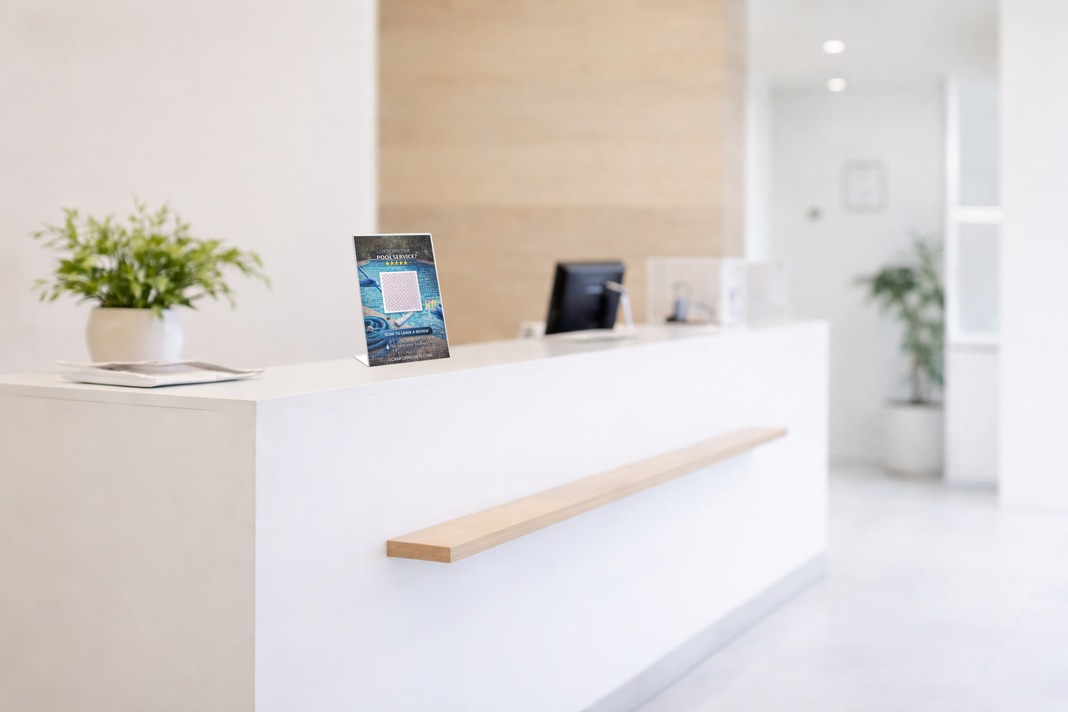 Google Review QR Code Stand for Pool on Checkout Counter