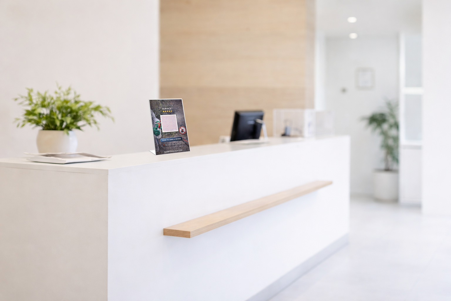 Google Review QR Code Sign for Pest on Checkout Counter