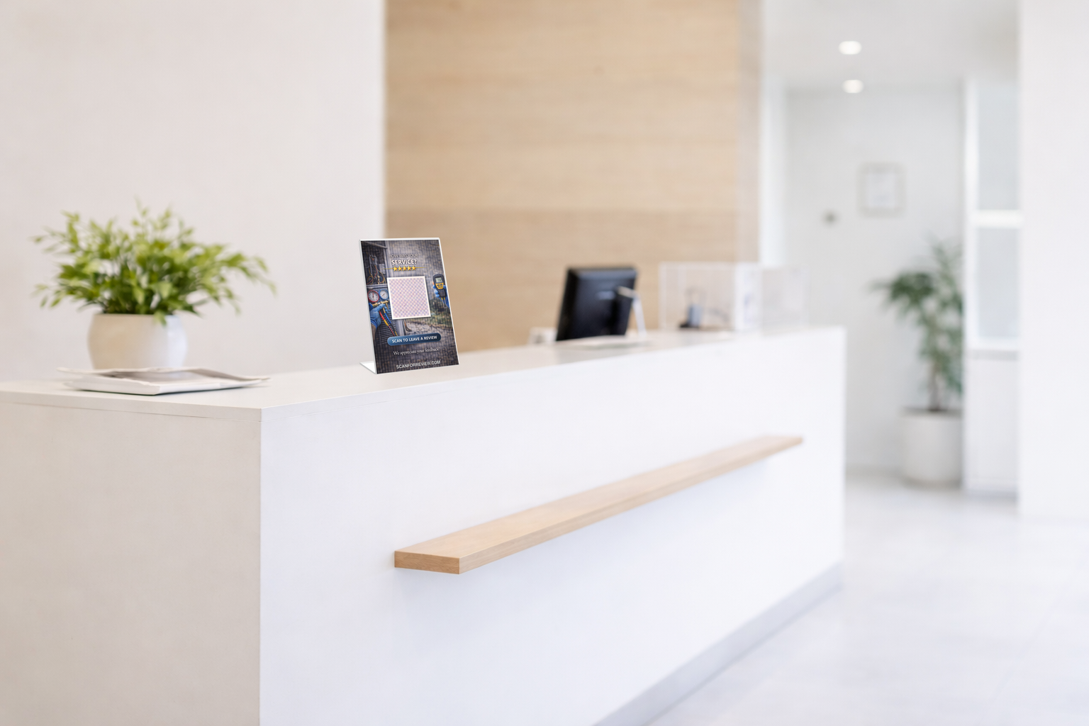 Google Review QR Code Sign for Ac on Checkout Counter