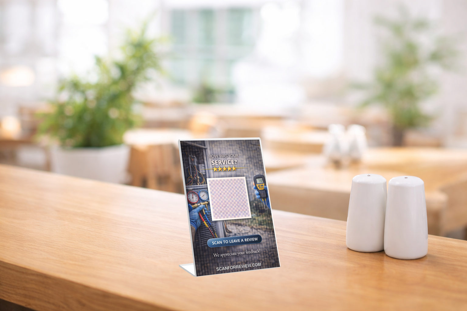 Google Review QR Code Sign for Ac on Reception Counter