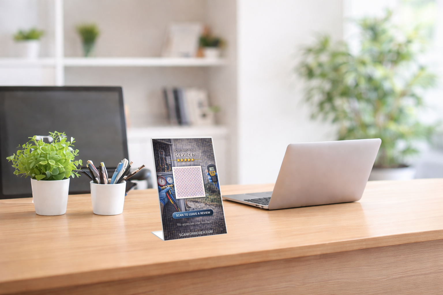 Google Review QR Code Sign for Ac on Tabletop