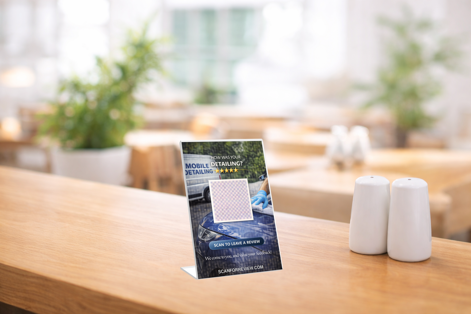 Google Review Stand for Mobile on Reception Counter