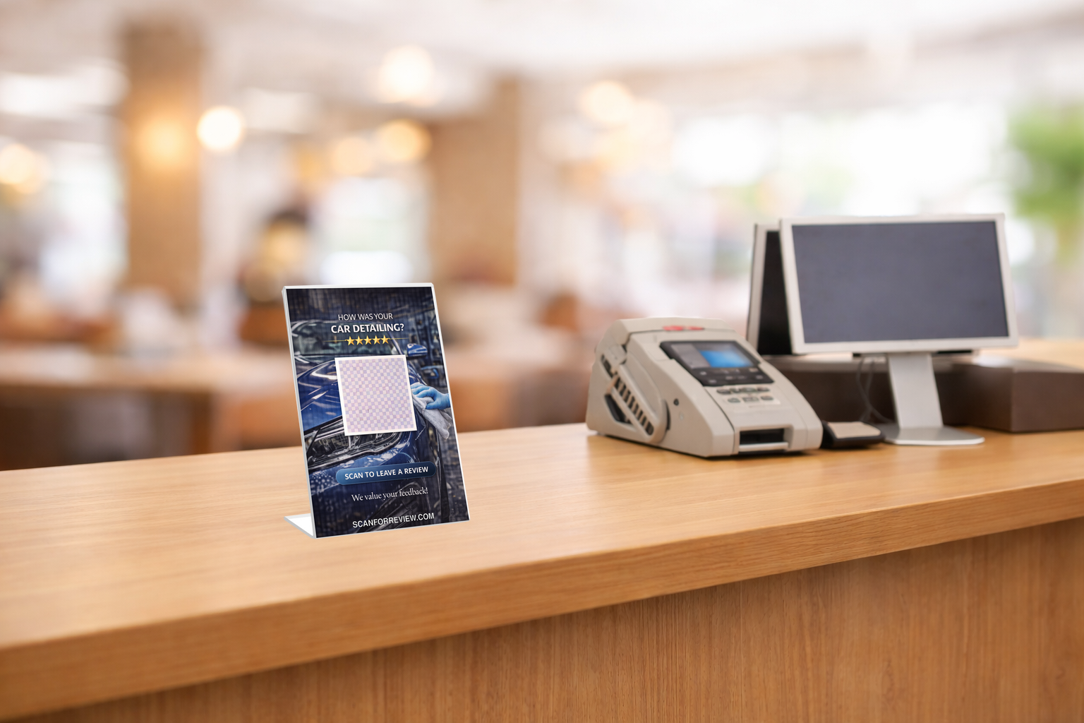 Google Review Stand for Car on Office Desk