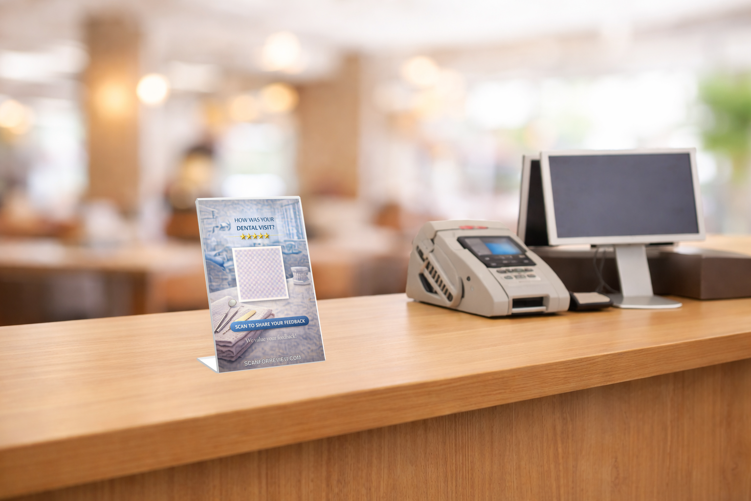 Google Review Sign for Orthodontist on Office Desk