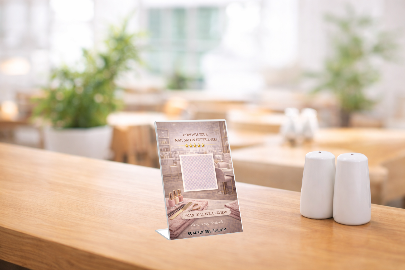 Google Review Sign for Nail on Reception Counter