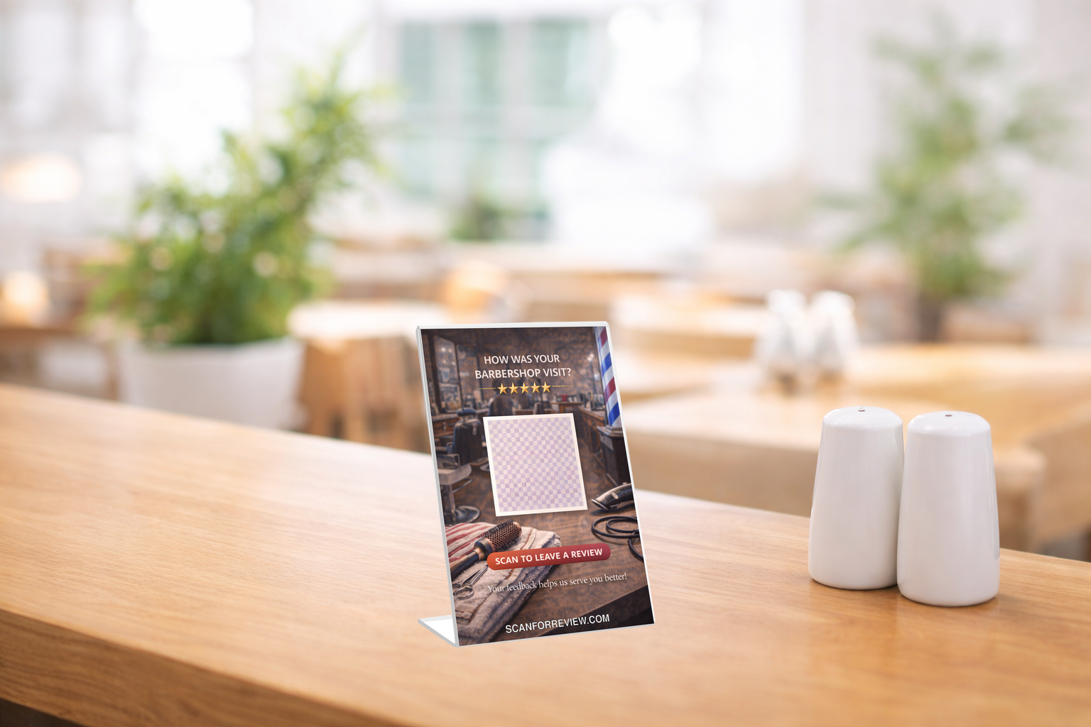 Google Review QR Code Stand on Reception Counter