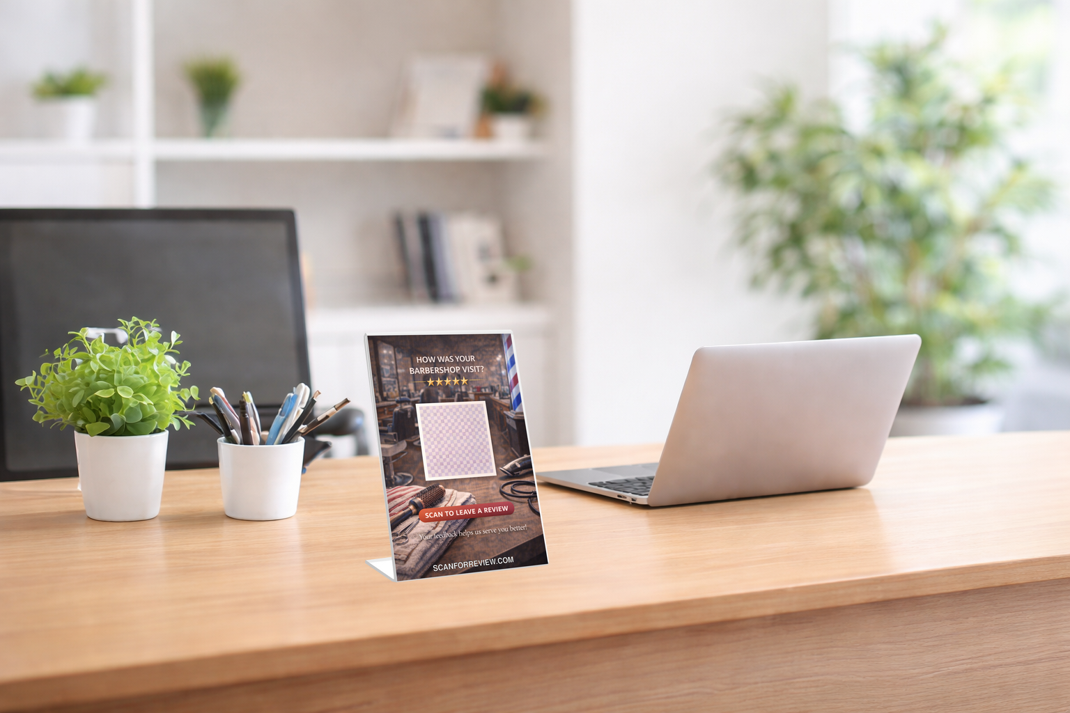 Google Review QR Code Stand on Tabletop