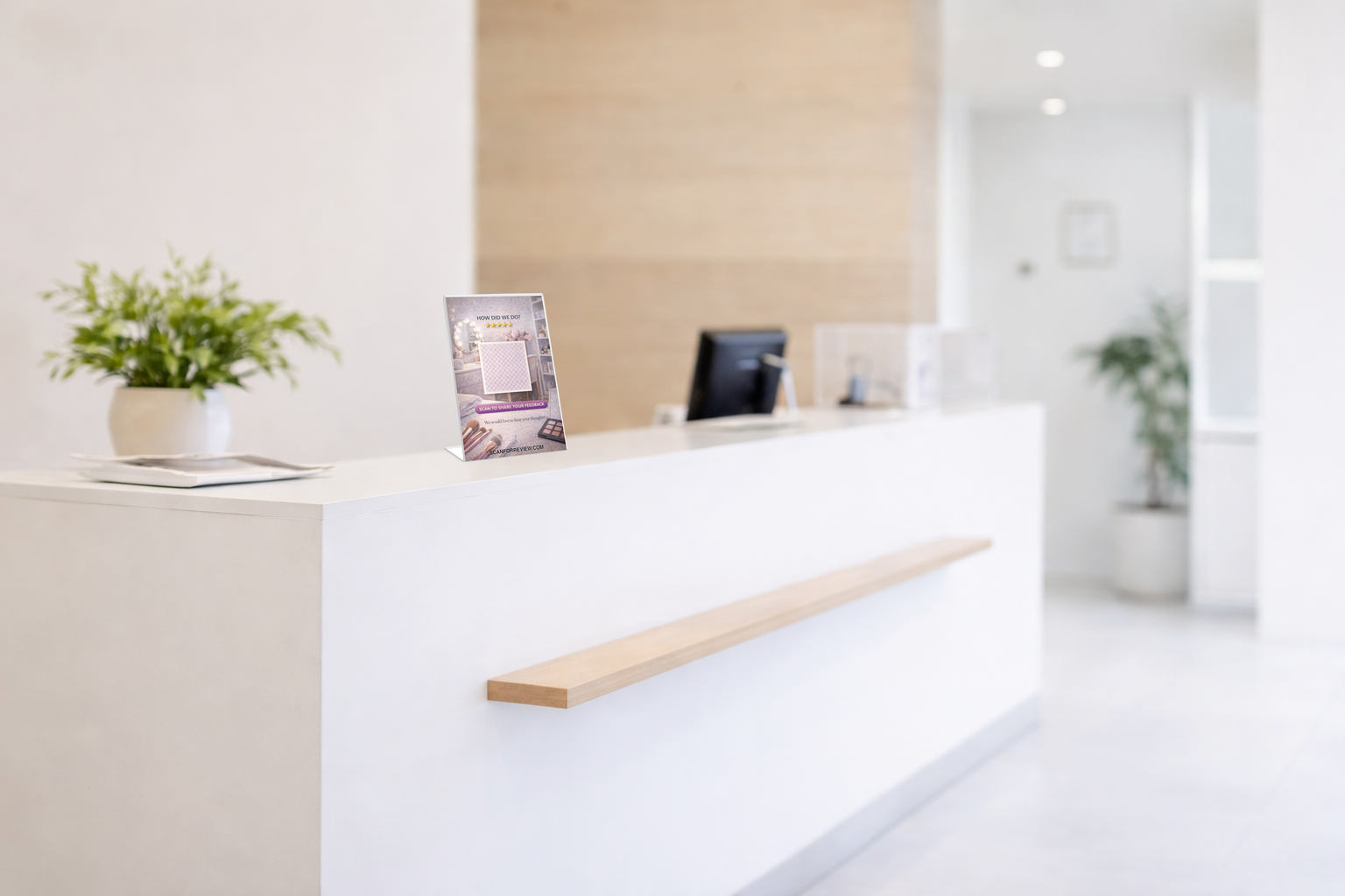Google Review QR Code Stand on Checkout Counter