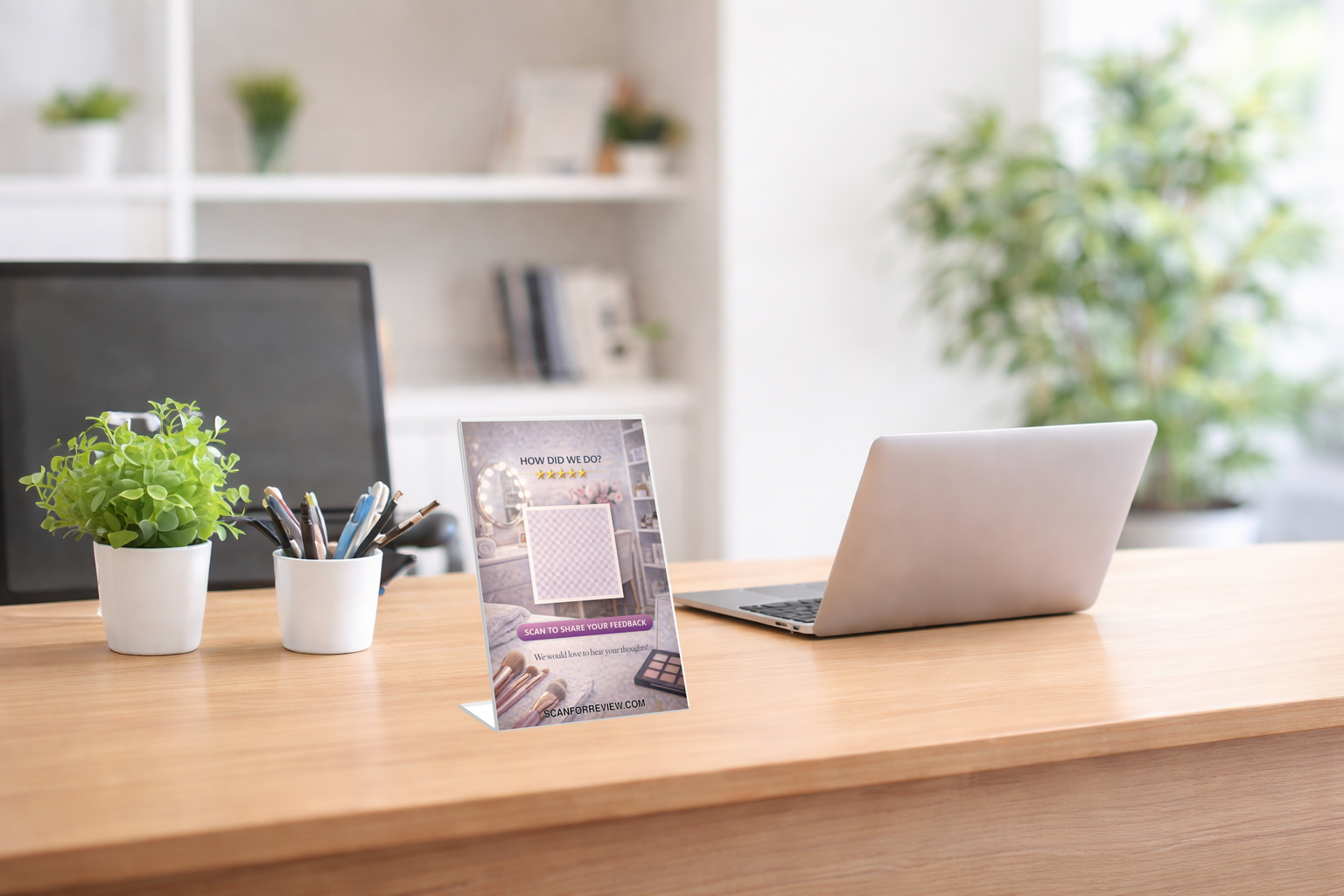 Google Review QR Code Stand on Tabletop