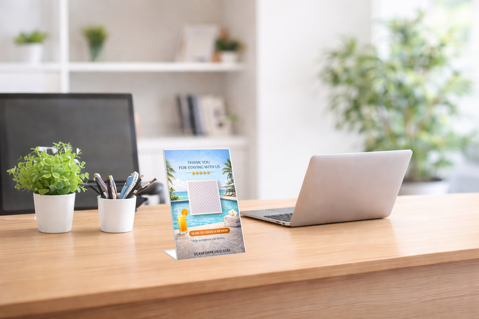 Google Review QR Code Stand for Hospitality on Tabletop