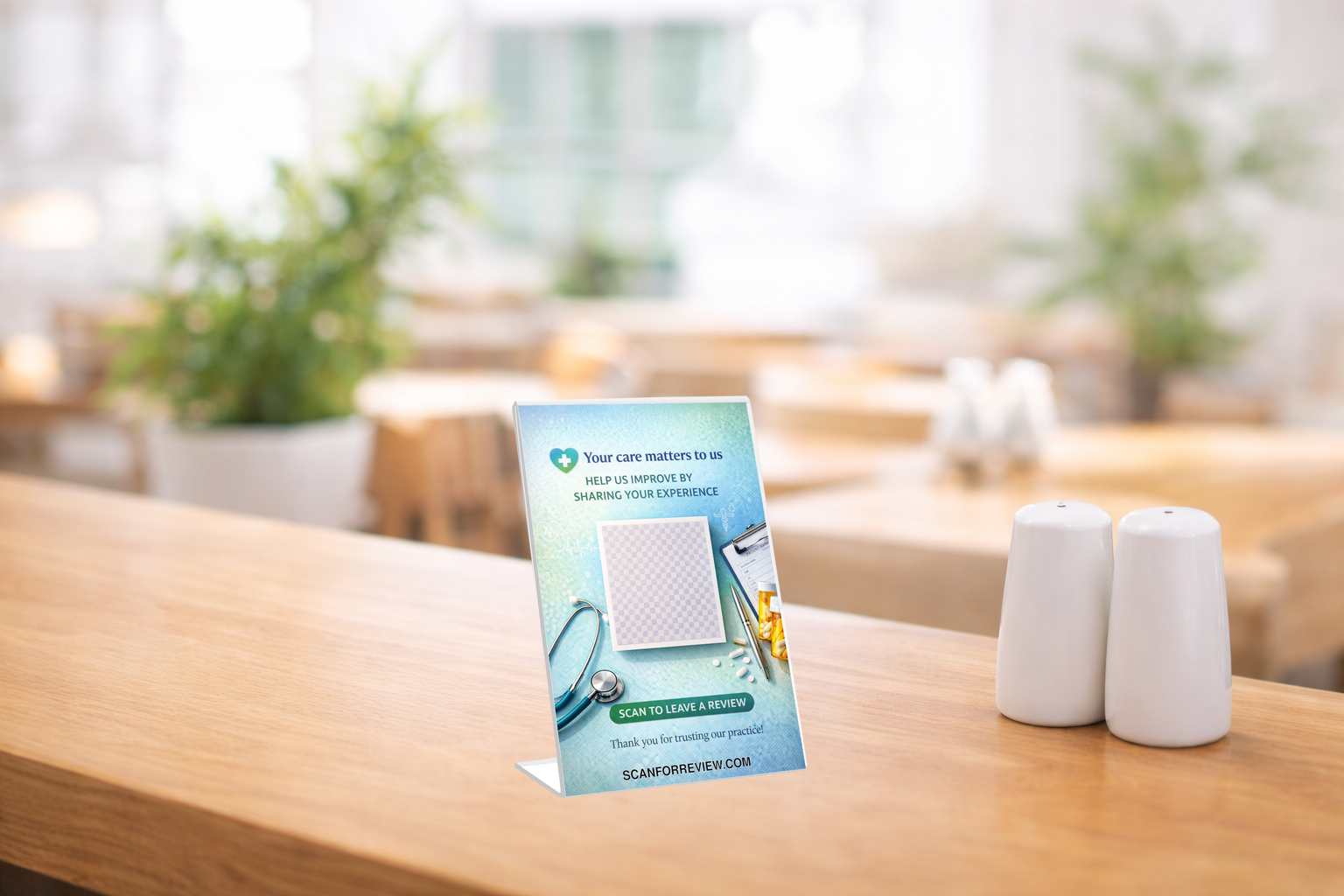 Google Review QR Code Sign for Doctors on Reception Counter