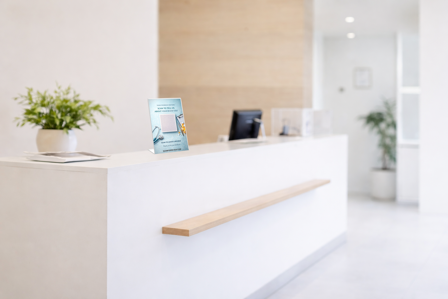 Google Review QR Code Sign for Clinic on Checkout Counter