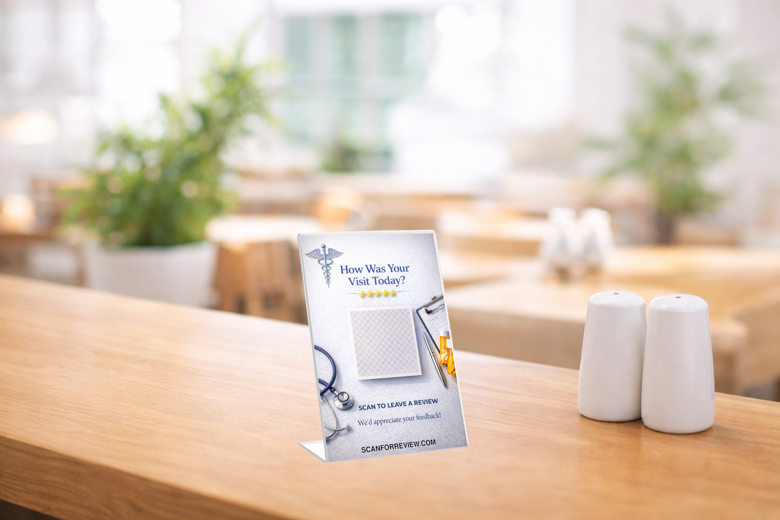 Google Review QR Code Sign for Doctors on Reception Counter