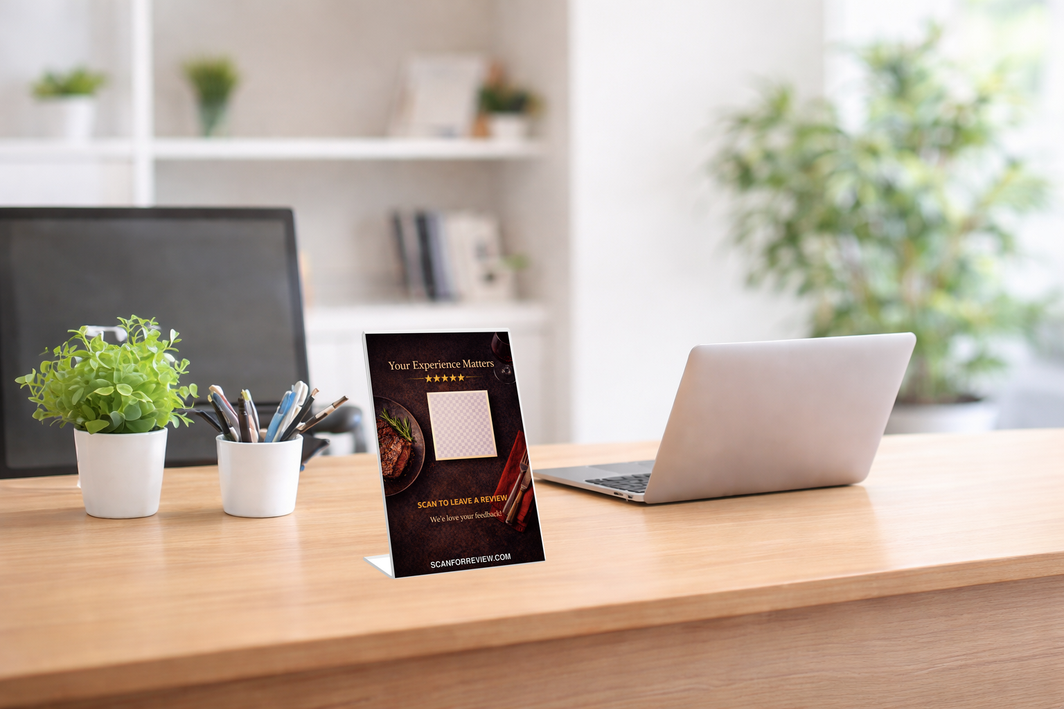 Google Review Stand for Restaurant on Tabletop