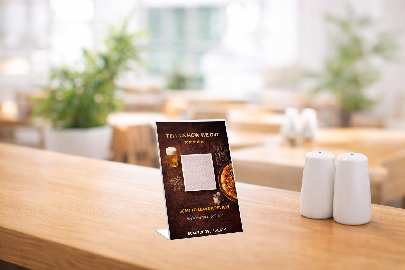 Google Review Stand for Restaurant on Reception Counter