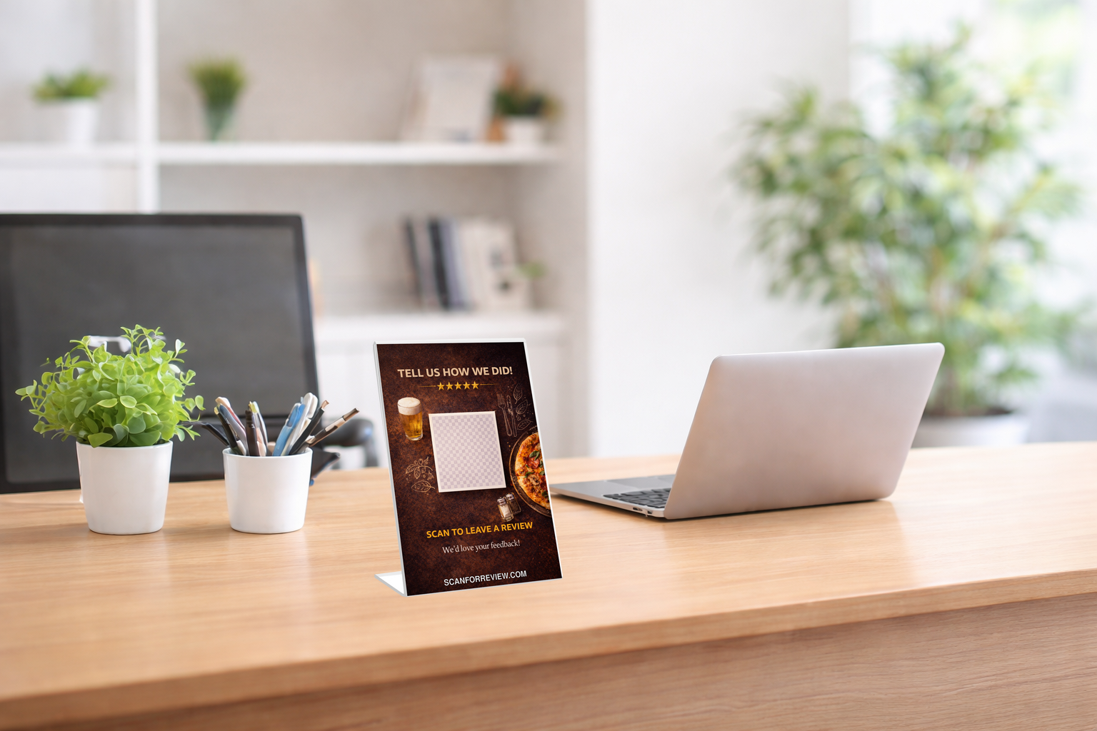 Google Review Stand for Restaurant on Tabletop