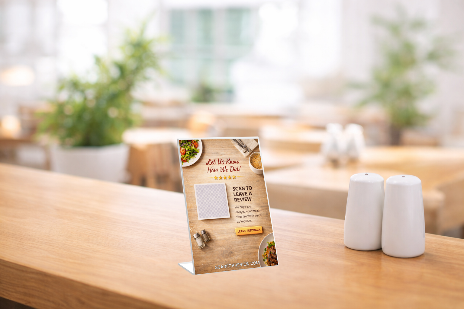 Google Review Stand for Restaurant on Reception Counter