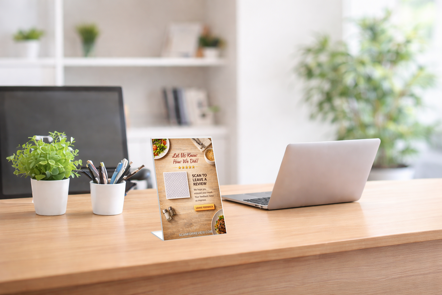 Google Review Stand for Restaurant on Tabletop