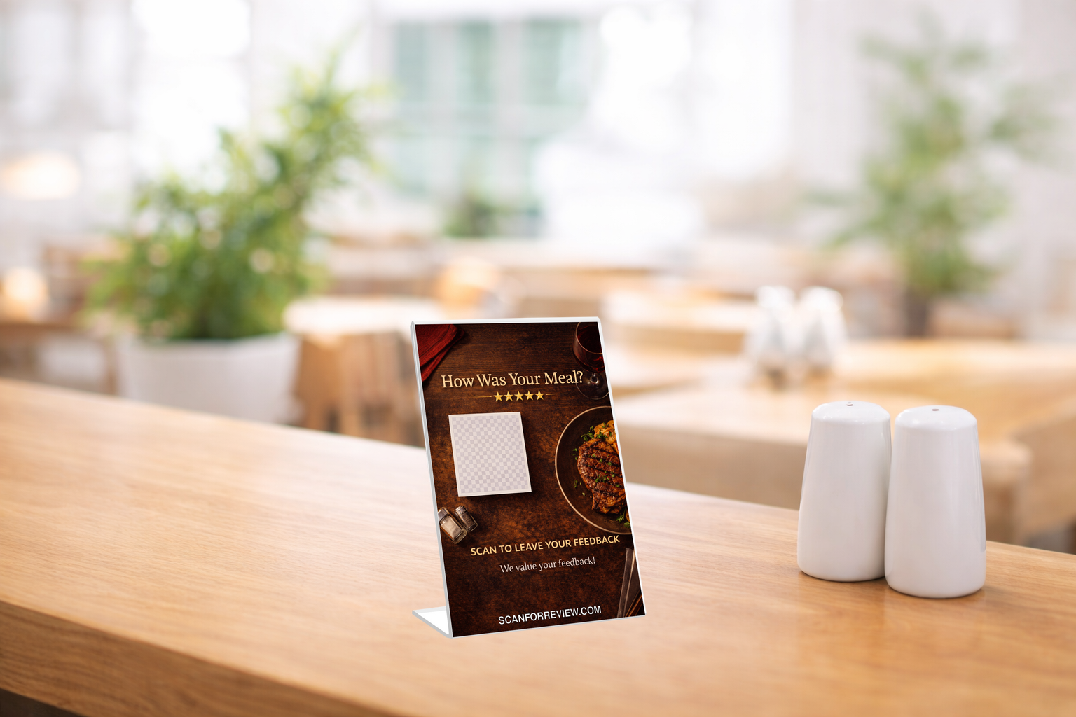 Google Review Stand for Restaurant on Reception Counter